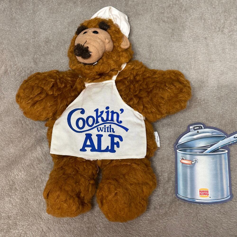 Vintage 80s ALF Plush Cookin With Alf Burger King Puppet Toy